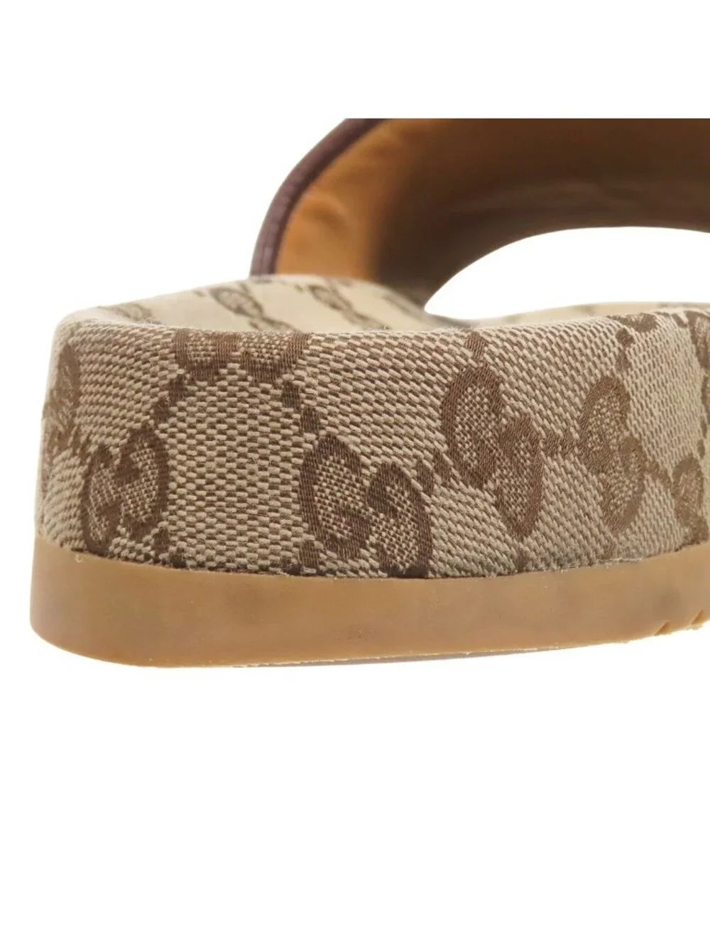 Gucci Sandals Beige GG Canvas Slide Shoes 8